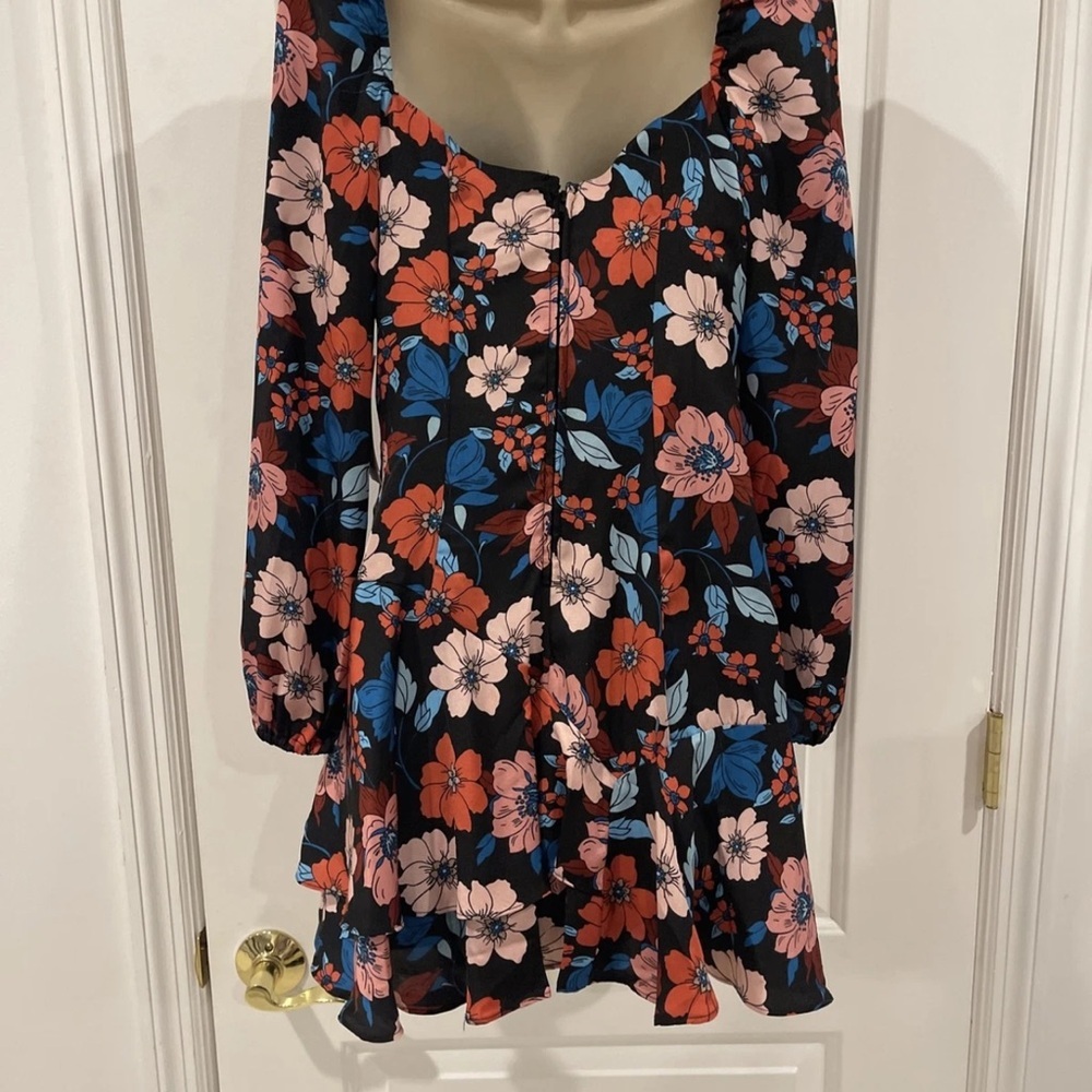 City Studio Black Floral Long Sleeve Dress - Picture 3 of 15